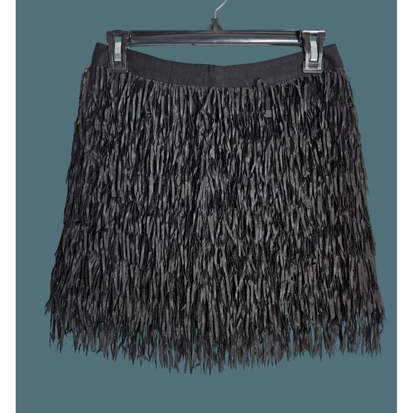 2/$35- POL Black Chic Fringe Flapper Coastal Cowgirl Festival Mini Skirt Women S - Picture 1 of 8